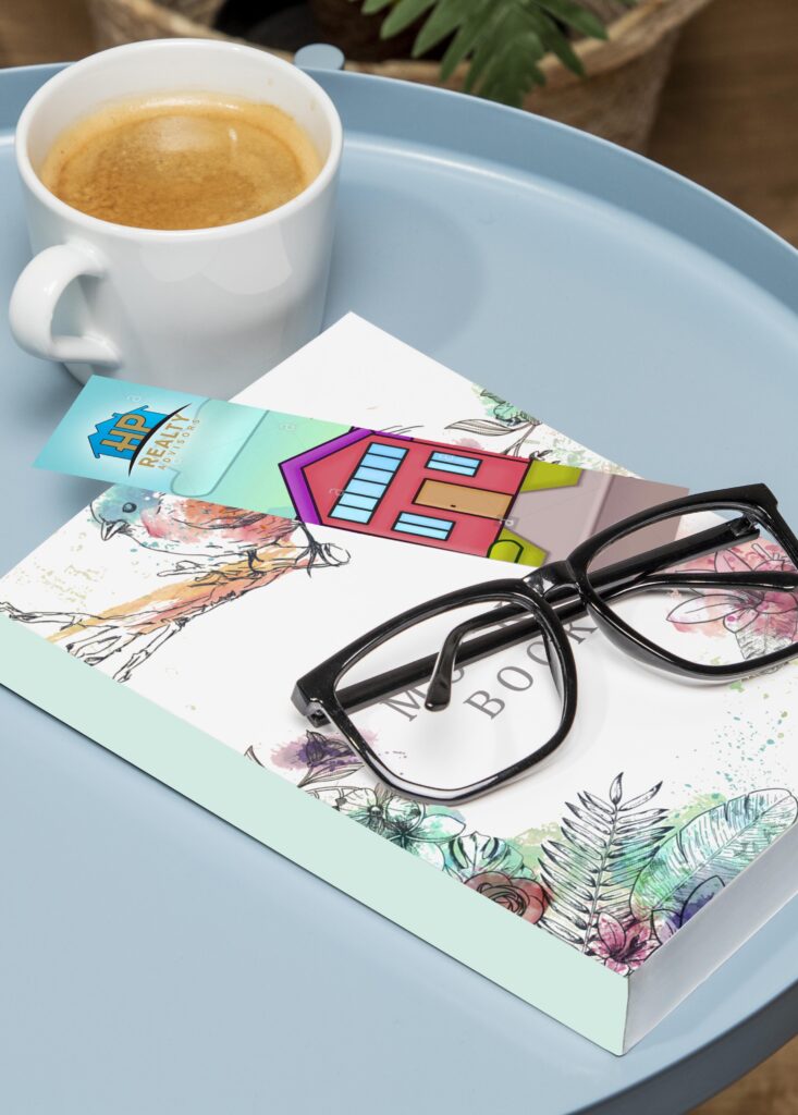 Bookmark with glasses and coffee