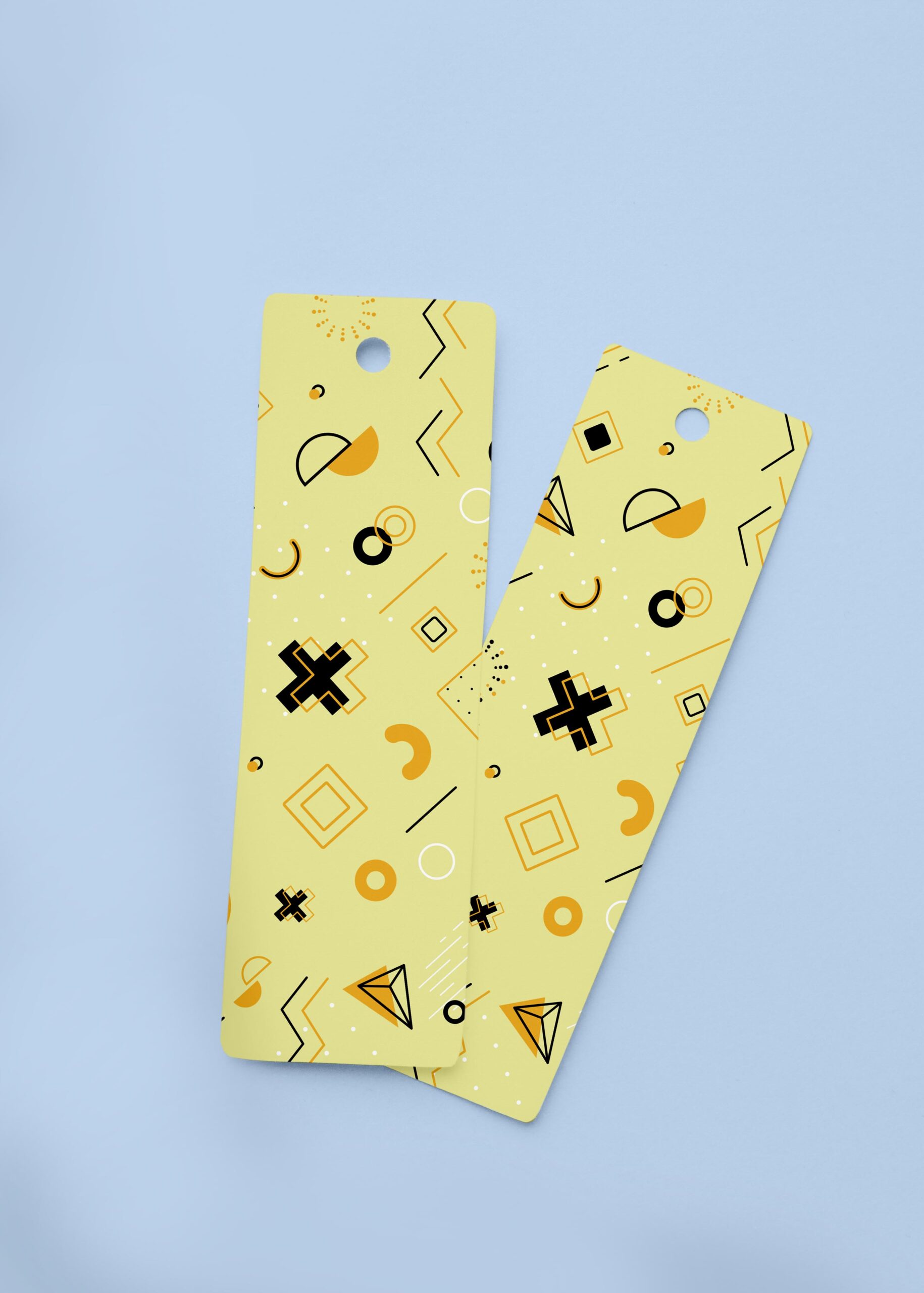 Yellow Bookmarks on a blue background
